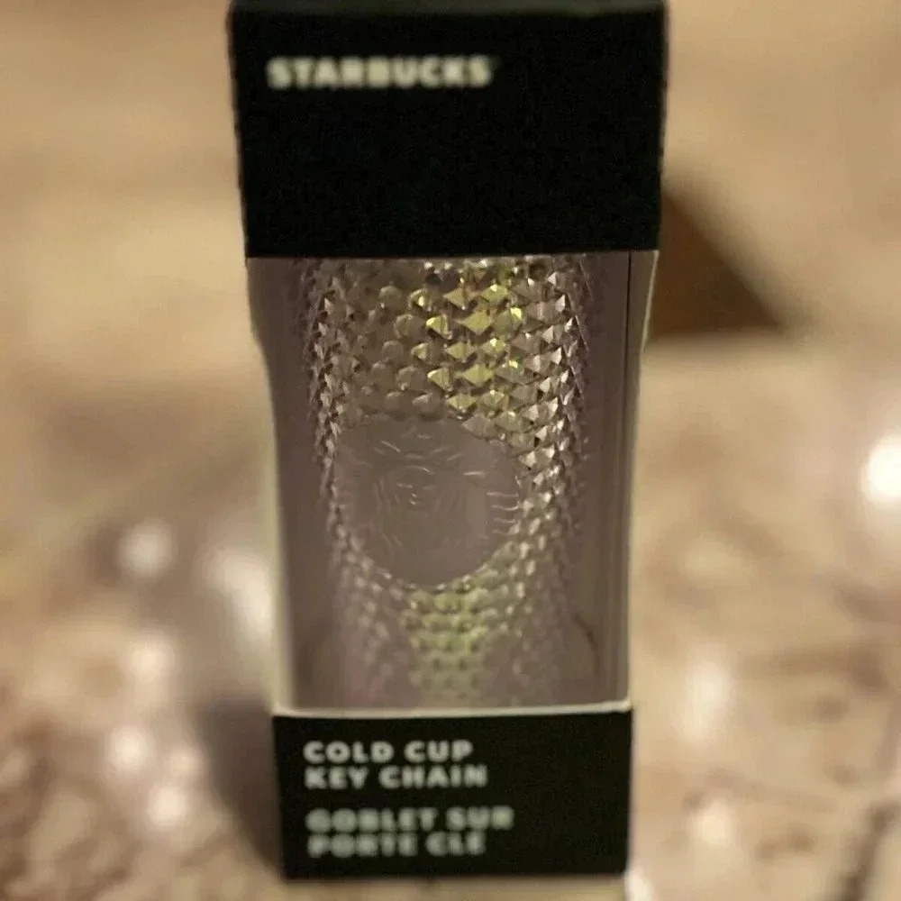 NEW Starbucks Holiday 2023 White Studded Mini Tumbler Ornament Keychain